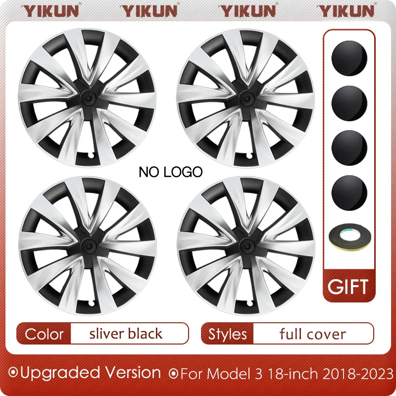 4PCS Tesla Model 3 18 Inch Performance Wheel Hub Caps - Full Rim Cover Accessories