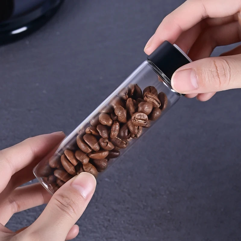 Coffee Bean Storage Containers Glass Tube Set with Wooden Stand - Sealing, Airtight, 12 Pcs