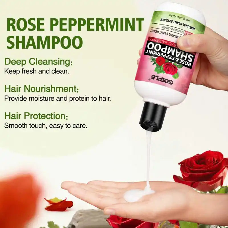 2-in-1 Rose & Peppermint Hair Shampoo and Spray Set for Locs & Twists - Deep Clean, Anti-Frizz, Scalp Relief