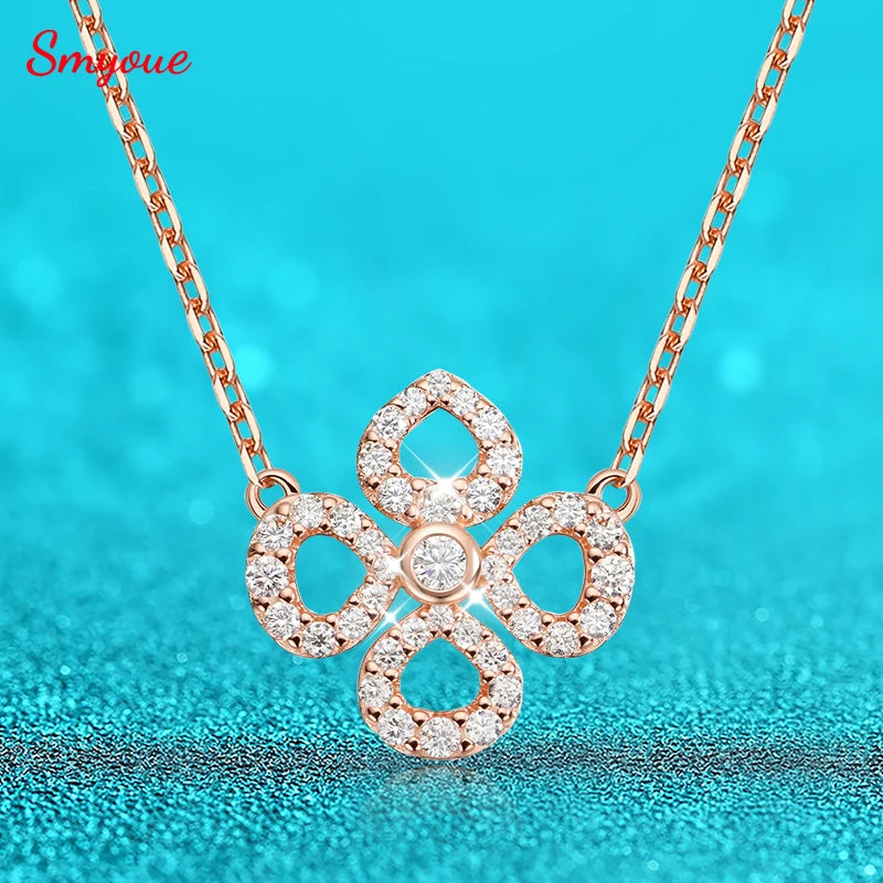 Moissanite Pendant Necklace for Women, Sterling Silver & 18k Gold Plated, Sparkling Gift