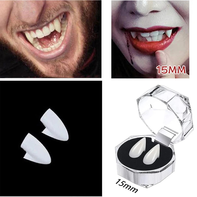 Vampire Teeth Fangs Cosplay Denture with Adhesive for Halloween Costume Prop