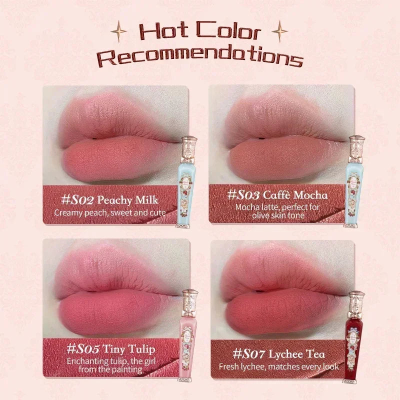 Long Lasting Velvet Lip Gloss and Lipstick - Flower Knows Rococo Series