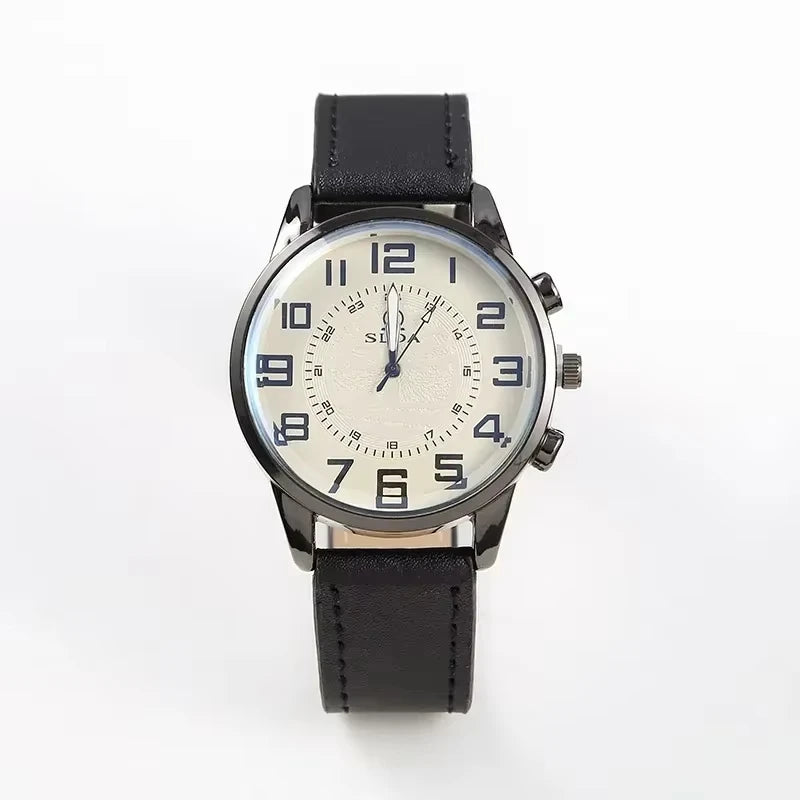 Men's Leather Quartz Wristwatch - Business Casual Elegant Men's Watch
