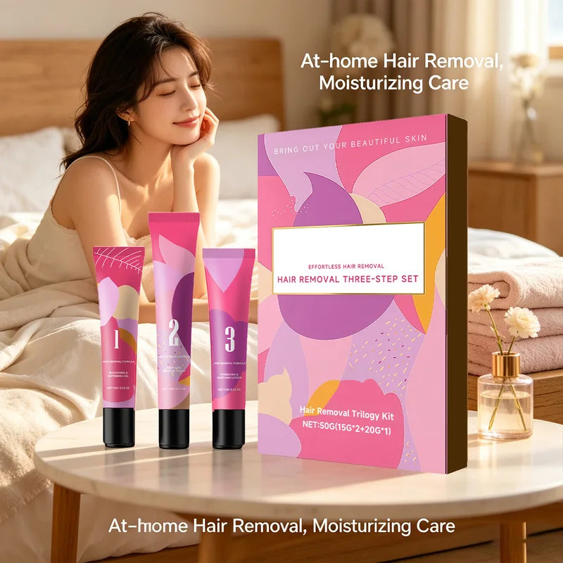 Facial Hair Removal Kit for Sensitive Skin - Gentle 3-Step Set, 50g