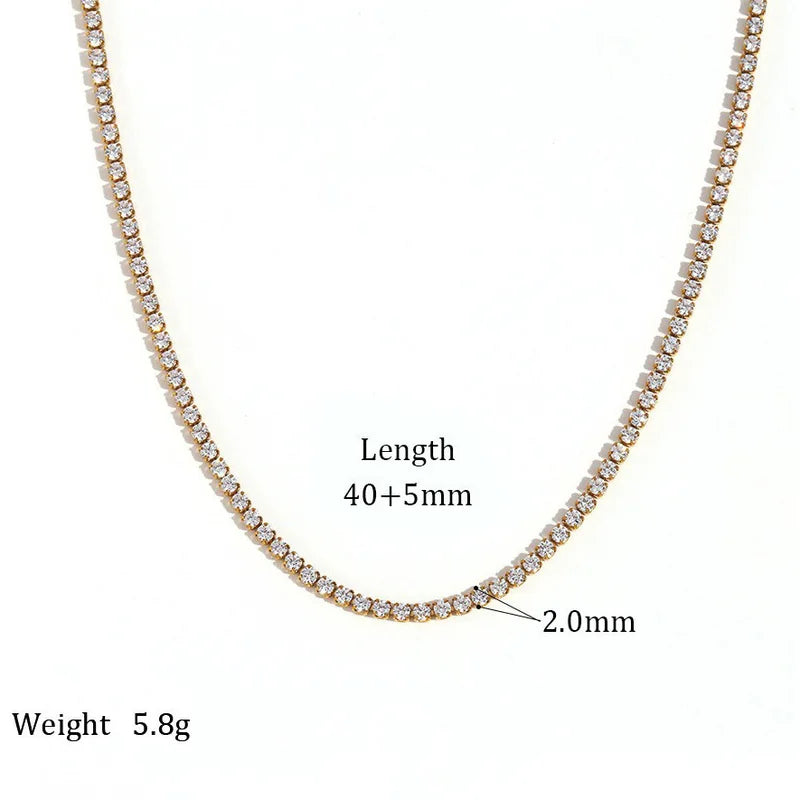 Gold Plated Stainless Steel Tennis Bracelets & Necklaces Set Women Zirconia CZ Jewelry