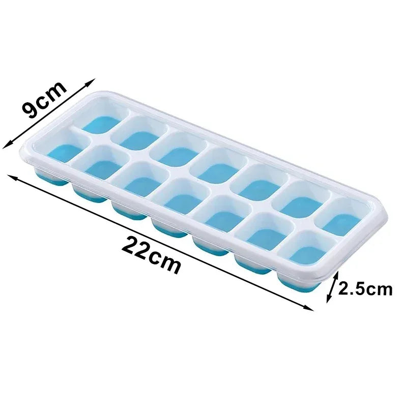 Silicone 14 Cube Ice Mold with Lid - Easy Release Square Ice Tray for Cocktails and Summer Drinks