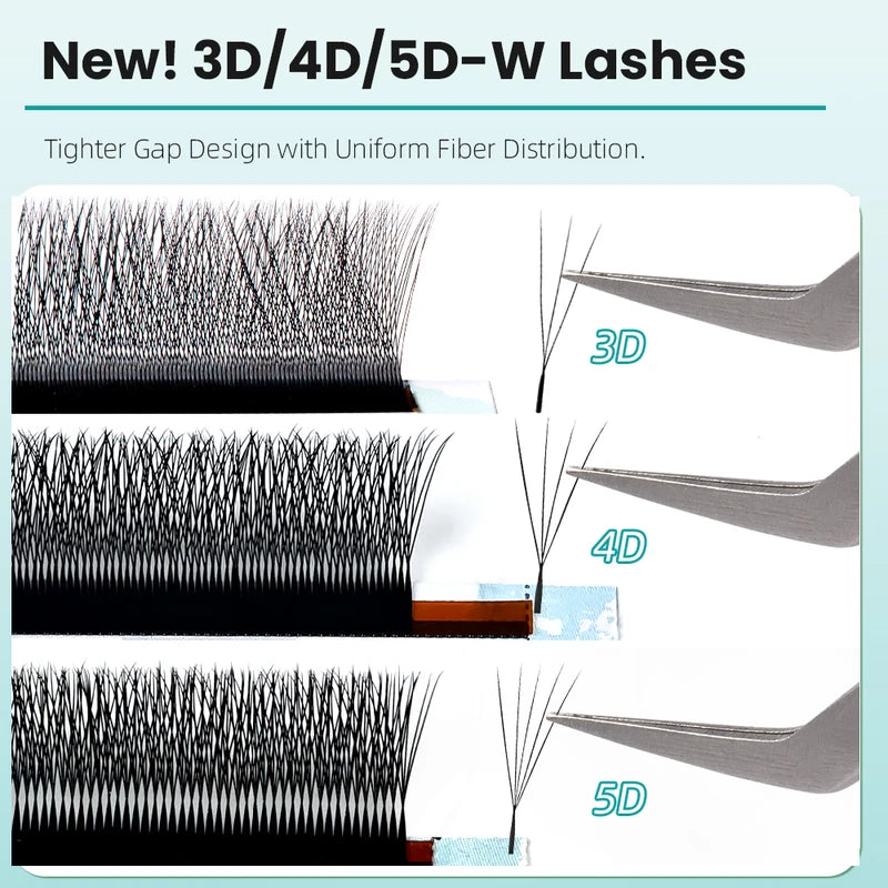 False Eyelash Extensions W Style Premade Fans for Natural Lash Look