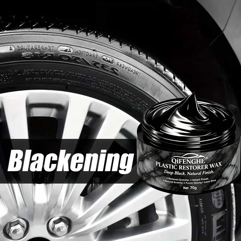 Car Trim Restorer Wax 70g for Plastic Blackening & Scratch Removal - Dashboard Bumper Tire