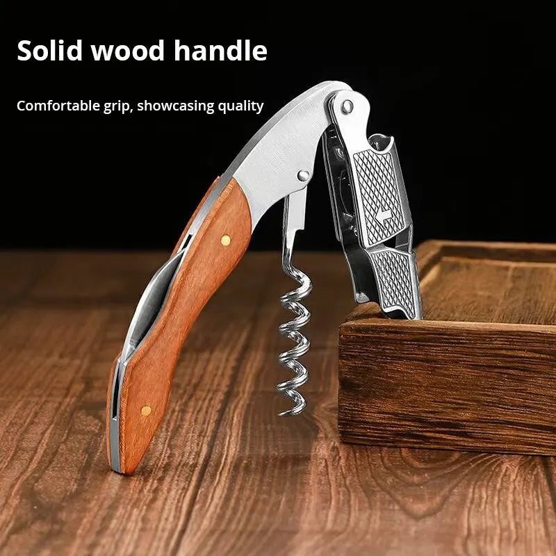 Stainless Steel Wine Corkscrew & Bottle Opener Set - Portable Multifunctional Bar Tool
