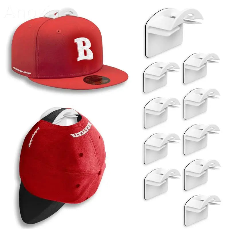 Wall Mounted Baseball Cap Hooks No Trace Storage Rack for Hats and Accessories