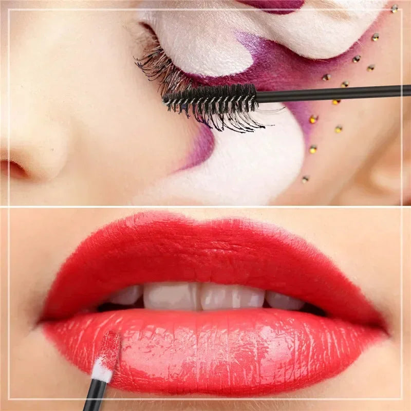 Disposable Makeup Brush Kit with Crystal Mascara Wands and Lip Applicators – 100pcs