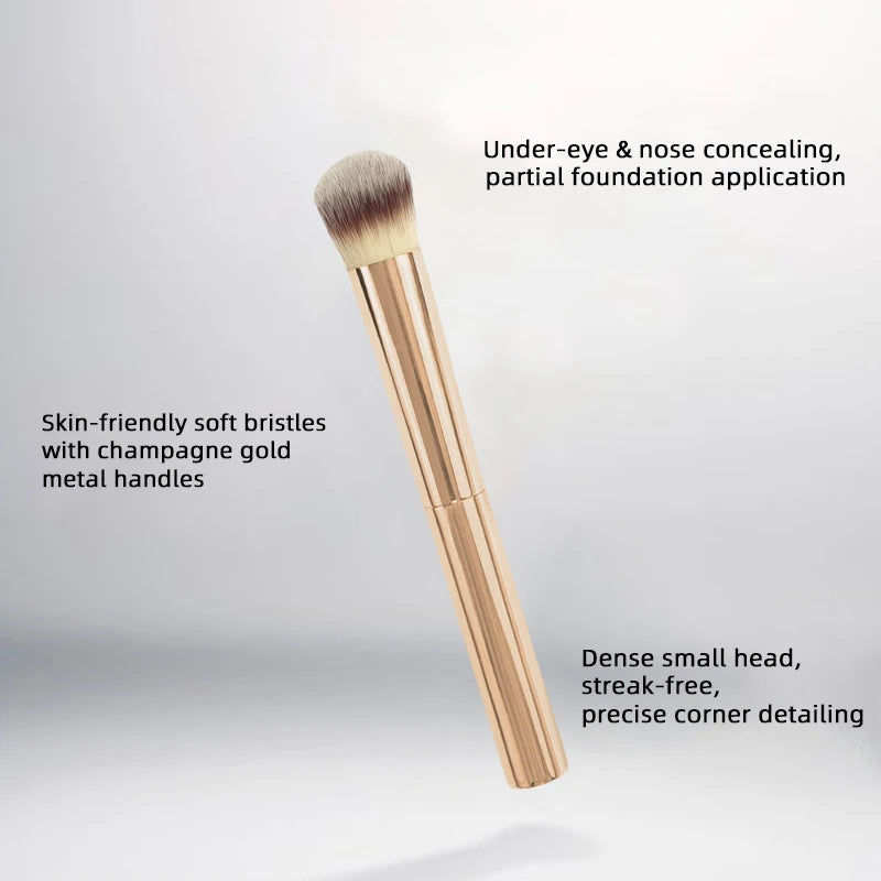 5PCS Makeup Brush Set - Synthetic Hair Foundation & Eyeshadow Brushes, Travel Friendly, Champagne Gold