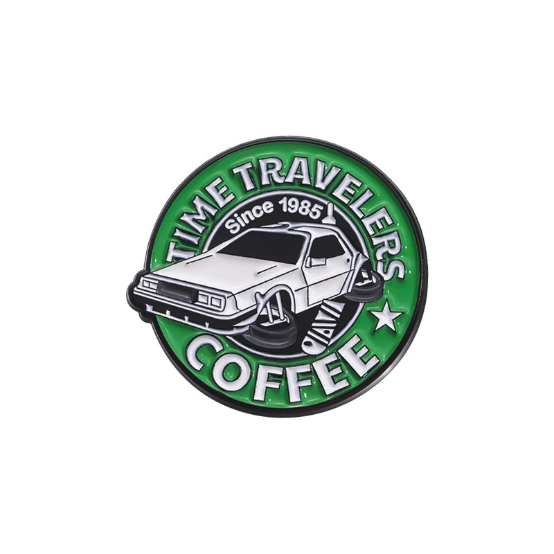 Back To Future Enamel Pin Time Machine Sci-Fi Movie Brooch Lapel Badge Jewelry Gift