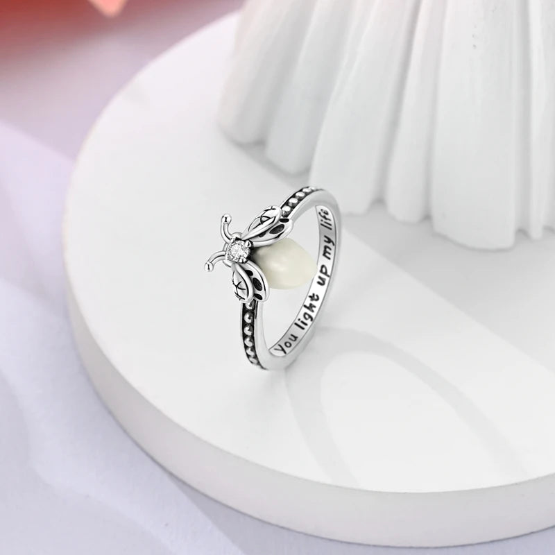 925 Sterling Silver Firefly Zircon Ring for Women Girls Jewelry Gift