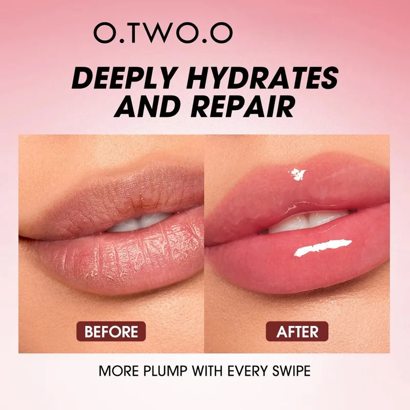 Moisturizing Lip Gloss with Plumper & Shimmer - Non-Sticky Water Gloss