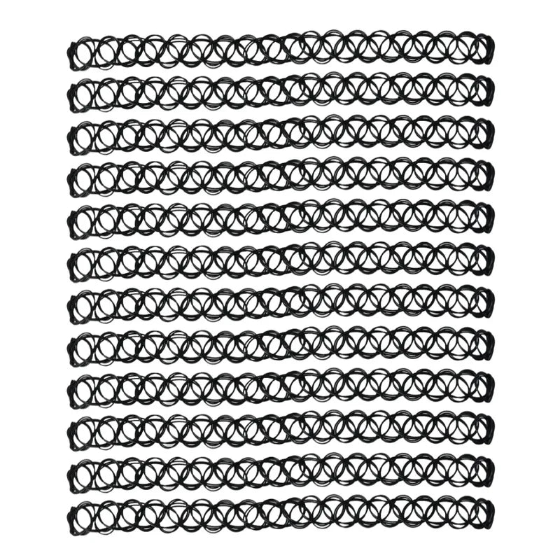 12 Pcs Hippy Plastic Choker Necklace for Women Punk Stretchable Jewelry