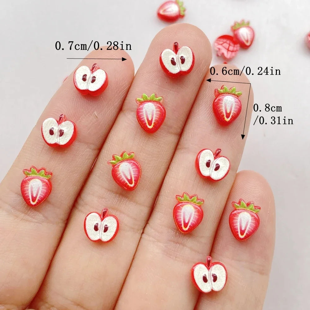 50Pcs Mini Fruit Resin Nail Art Rhinestones for DIY Manicure & Jewelry