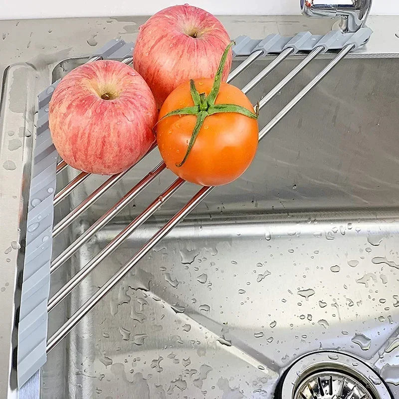 Foldable Stainless Steel Dish Drying Rack for Kitchen Sink & Countertop