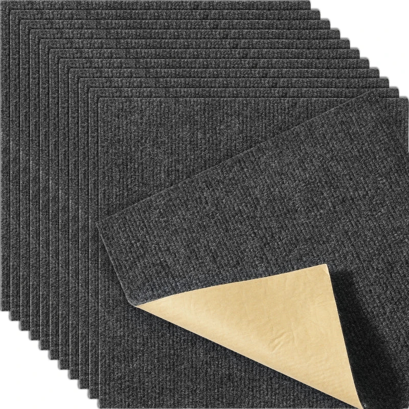 Self-Adhesive Carpet Tiles for Indoor Outdoor Floor Renovation - Padded & Easy to Install