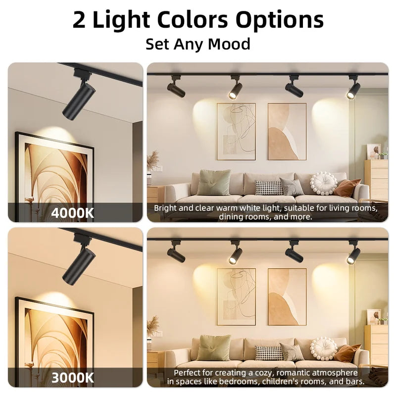 Dimmable Track Light 20W COB Spotlight Ceiling Lamp for Living Room & Commercial Spaces