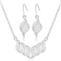 Sterling Silver Leaf Necklace and Earrings Jewelry Set for Women - Retro Elegant Design