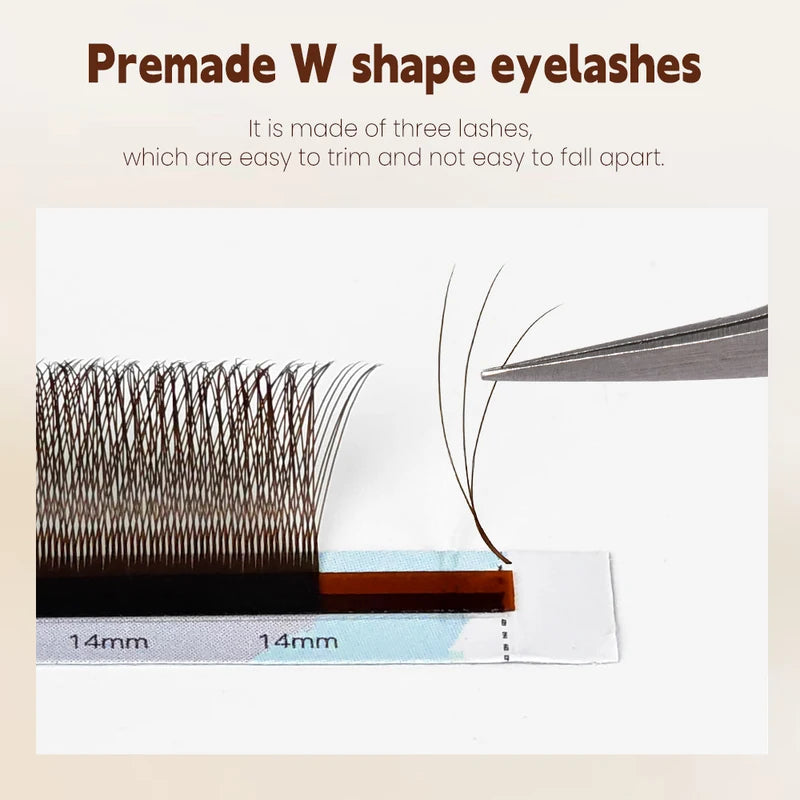 Premade 3D W Style Eyelash Extensions - Natural Soft Dense Flare Makeup Lashes