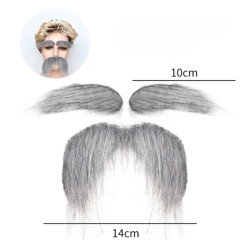 Self-Adhesive Fake Mustache Eyebrow Beard Set for Halloween Cosplay and Parties