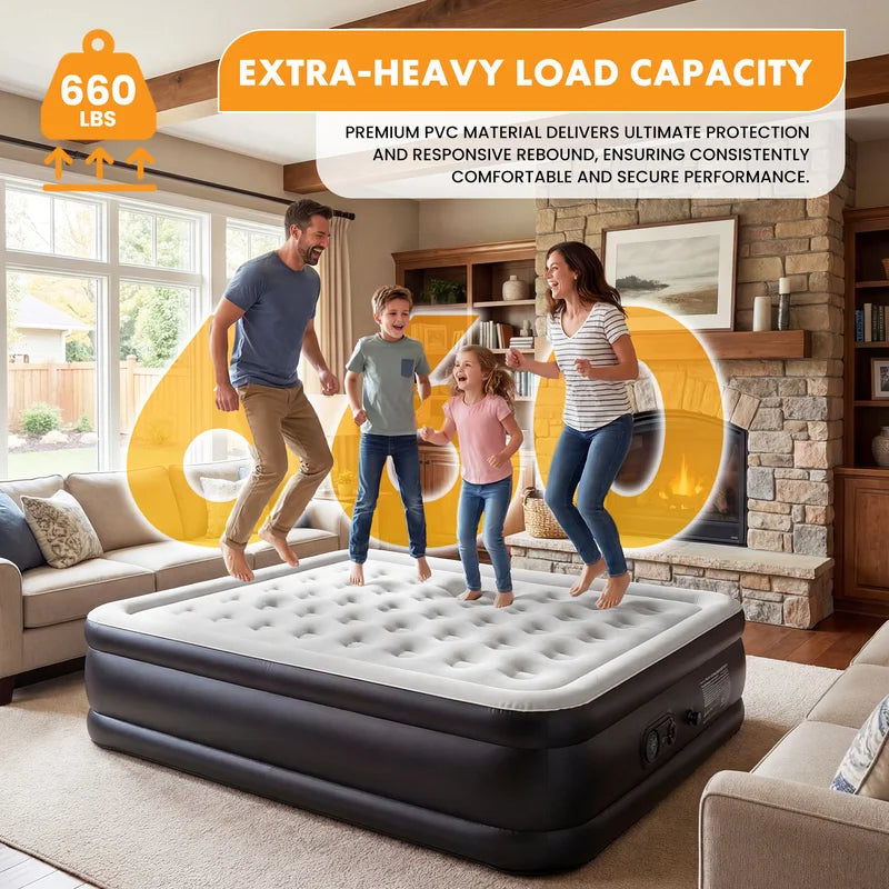 Queen Air Mattress with Built-in Pump, 22 Inch Tall Inflatable Bed for Camping & Home