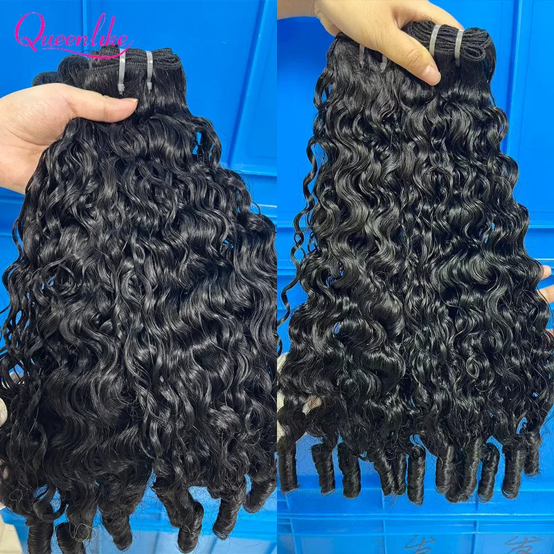 Queenlike Burmese Curly Human Hair Bundles 15A Double Drawn 3/4/6 Pack