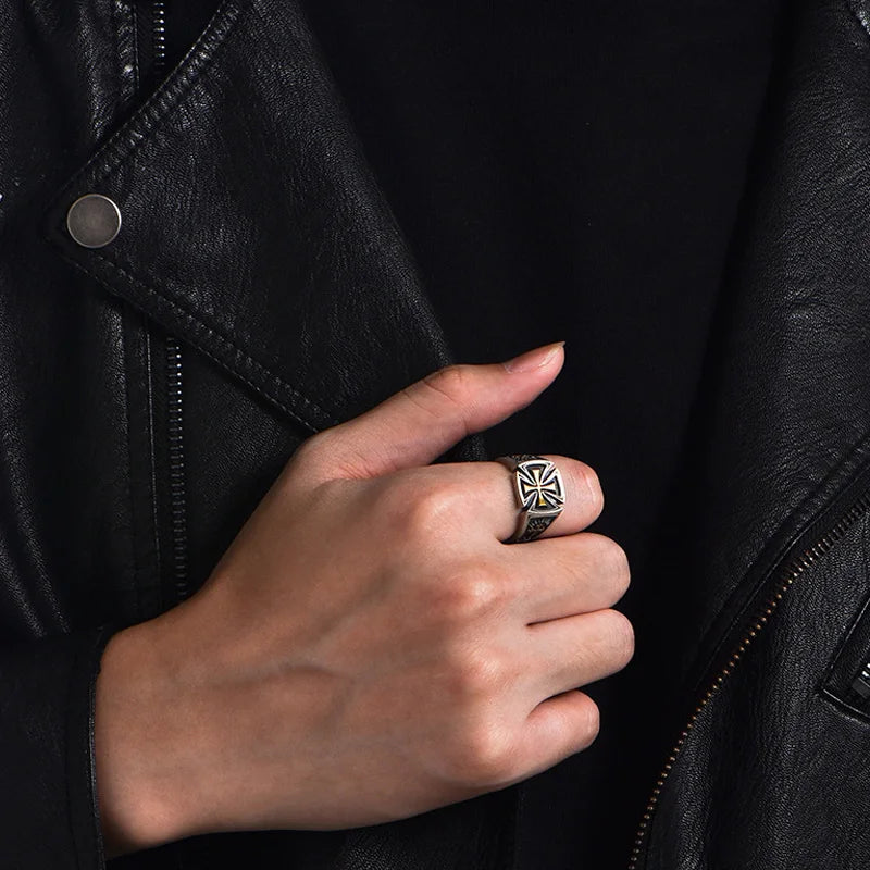 Retro Cross Ring for Men and Women Silver Punk Gothic Adjustable Jewelry