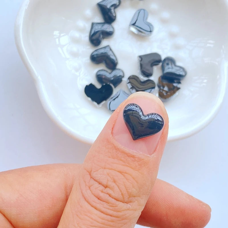Mini Heart-Shaped Resin Embellishments for Scrapbooking and Jewelry Making - 50 Pieces