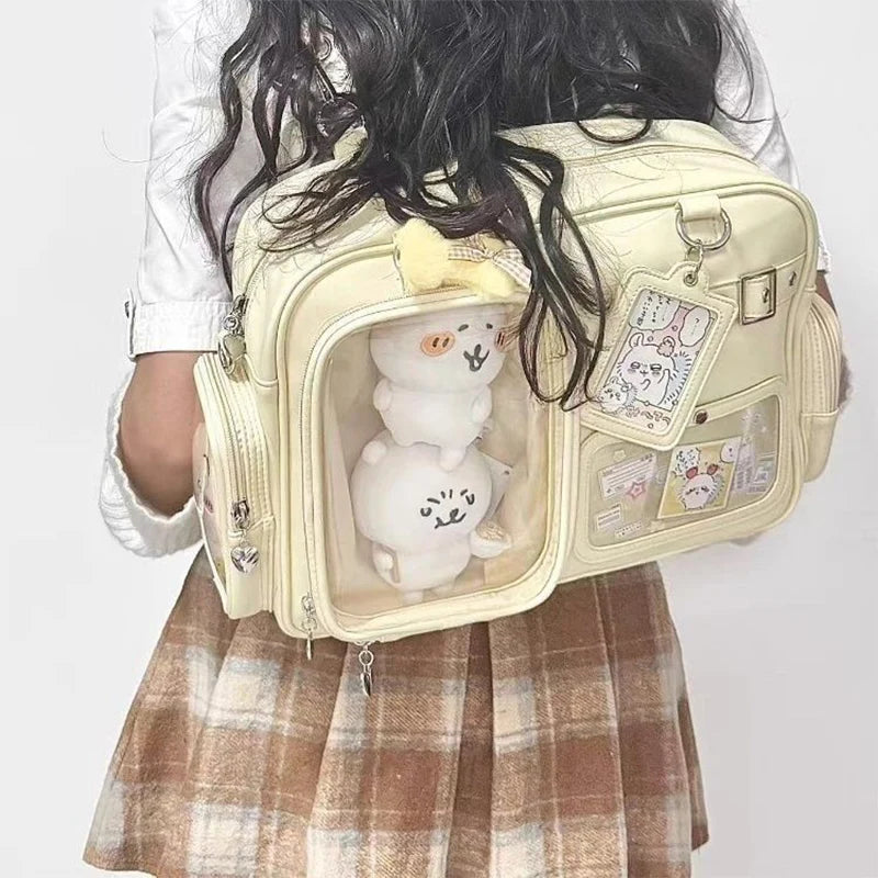 Transparent Tote Bag with Multiple Pockets & Zipper Closure - Fashion Shoulder & Messenger Bag