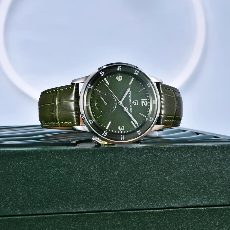 Men's Mechanical Watch 42MM Waterproof Leather Band Sapphire Glass