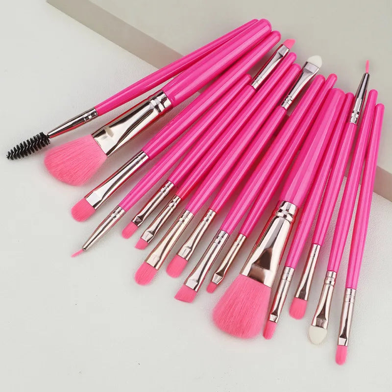 15pc Makeup Brush Set with Face Eye Lip Foundation Blush Eyelash Tools - Color Variations