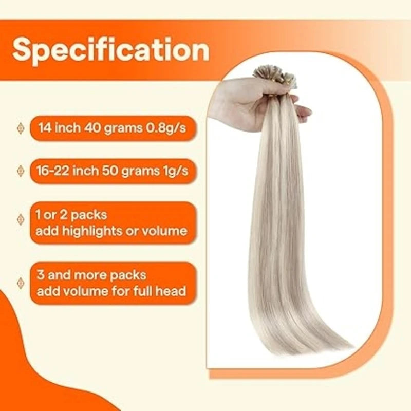 Remy Human Hair U Tip Extensions Fusion Hair Balayage Color 40-50g