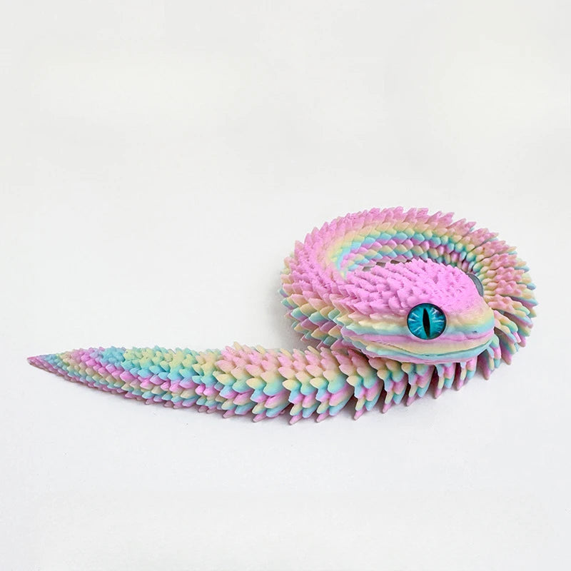 3D Printed Snake Desk Decor - Flexible Articulated Fidget Toy & Room Ornament