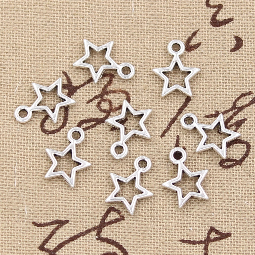 50pcs Star & Pentagram Charms for Jewelry Making - Vintage Tibetan Bronze & Silver