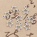 50pcs Star & Pentagram Charms for Jewelry Making - Vintage Tibetan Bronze & Silver