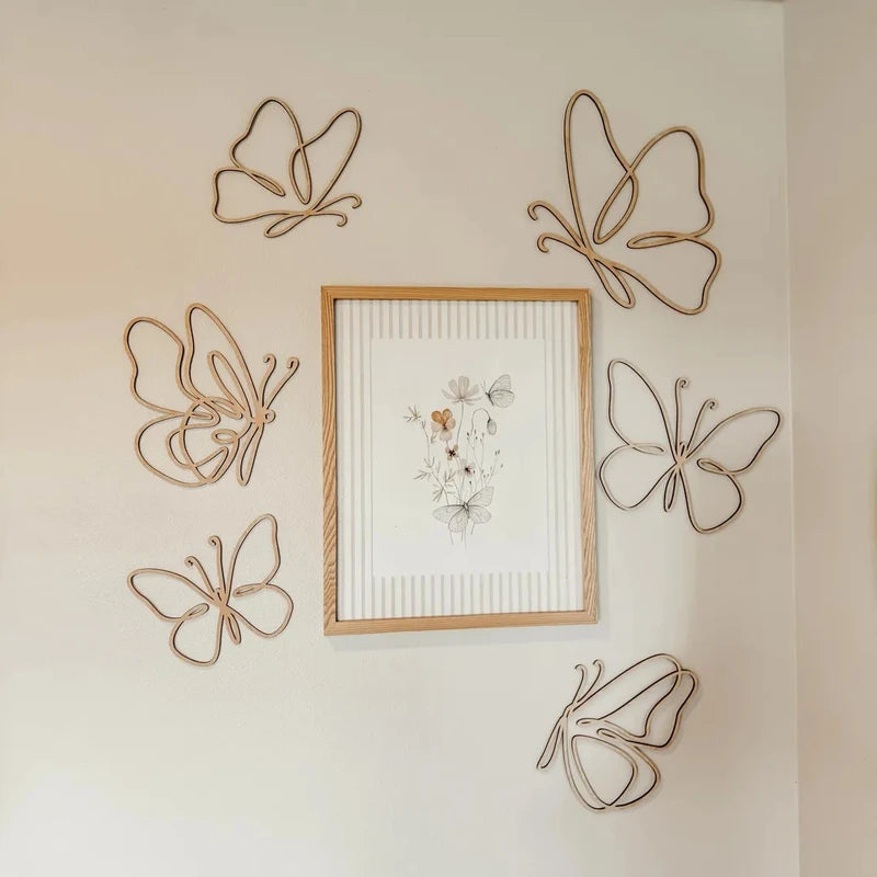 Wooden Butterfly Wall Decor Set - Nursery Baby Room Wall Art, Kids Room Decor