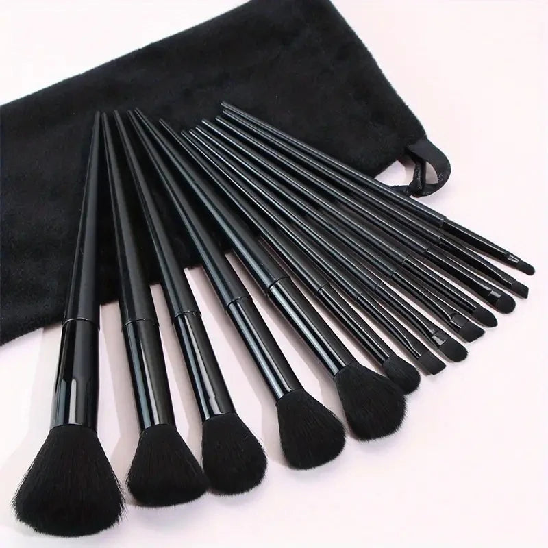13-Piece Makeup Brush Set with Powder, Foundation, Blush & Kabuki Brushes – Assorted Handle Colors