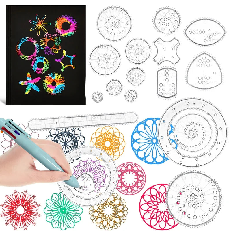 Spiral Art Drawing Kit for Geometric and Mandala Designs - Multiple Colors