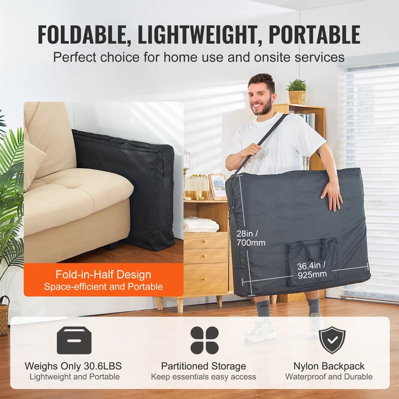 Portable Folding Massage Table - Adjustable Salon Bed for Spa Therapy & Clinics