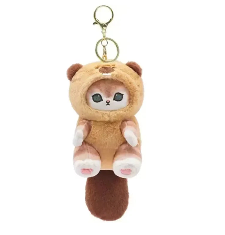 Kawaii Cartoon Shark Cat Keychain Pendant - Cross-Dressing Doll Backpack Decor Toys