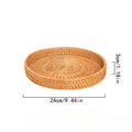 Hand-Woven Vietnam Rattan Round Tray Basket Japanese Style Bread Storage Organizer