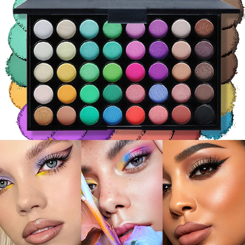 40 Color Eyeshadow Palette - Matte & Shimmer, Vibrant Nude and Chocolate Shades