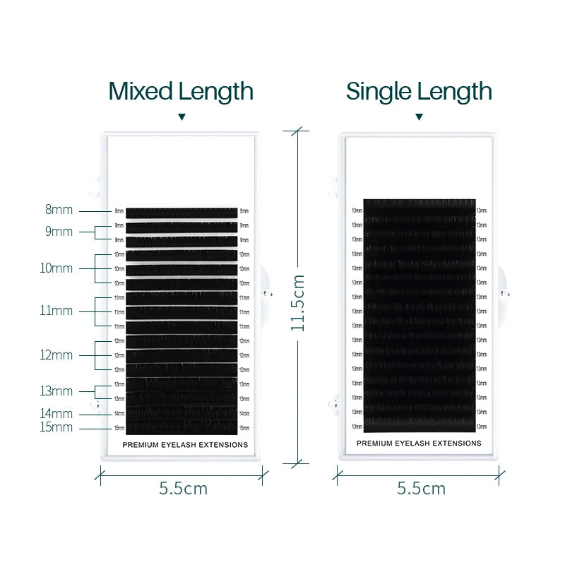 Professional Faux Eyelash Extensions 16 Rows Soft Black Tape for Lash Artists