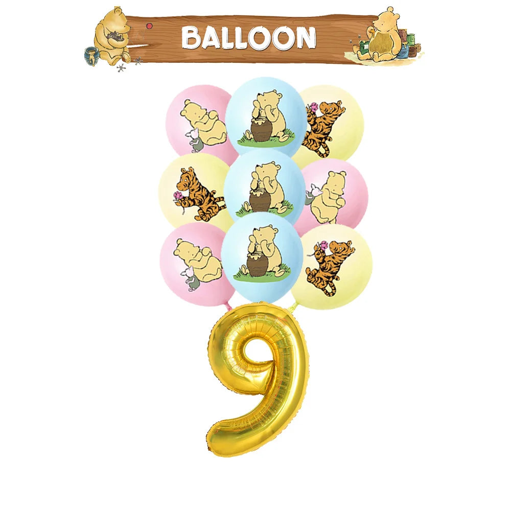 Winnie the Pooh Birthday Party Supplies Set – Disposable Plates Cups Napkins Banners for Kids & Baby Showers
