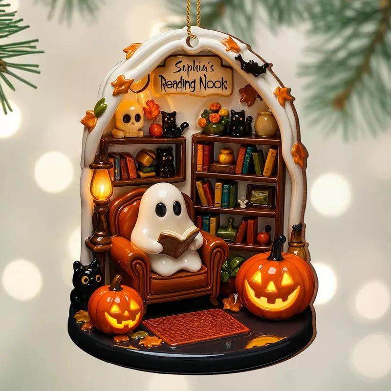 Halloween Ghost Reading Flat Acrylic Ornament Festival Party Decor