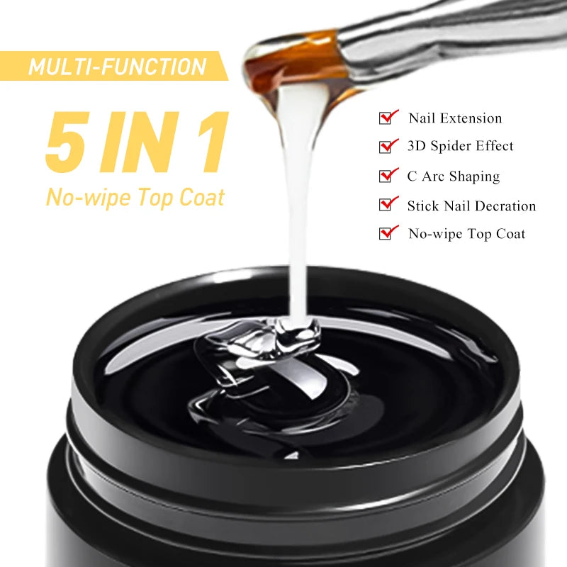 8ml 5-in-1 No-Wipe Gel Top Coat Nail Reinforcement & Water Nail Art