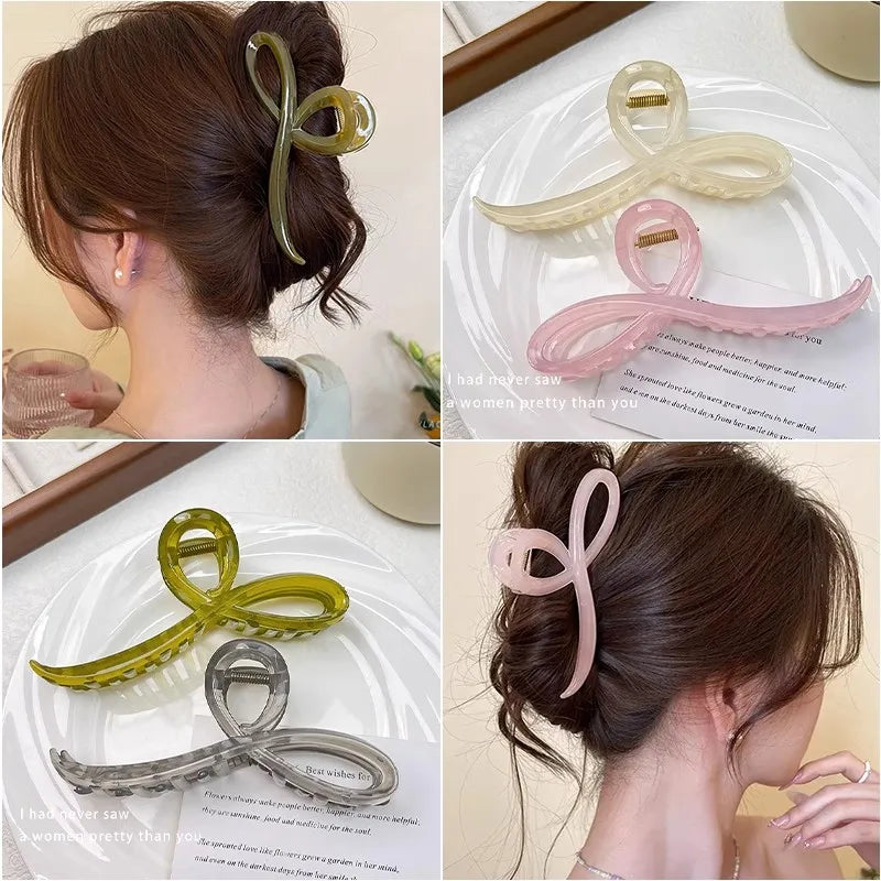 Elegant Jelly Color Bow Hair Claw for Women Girls Hair Accessories